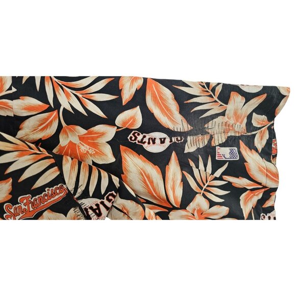 San Francisco Giants Rayon Spooner Aloha Robe L/XL Cotton Hawaiian Floral Black - Picture 13 of 14